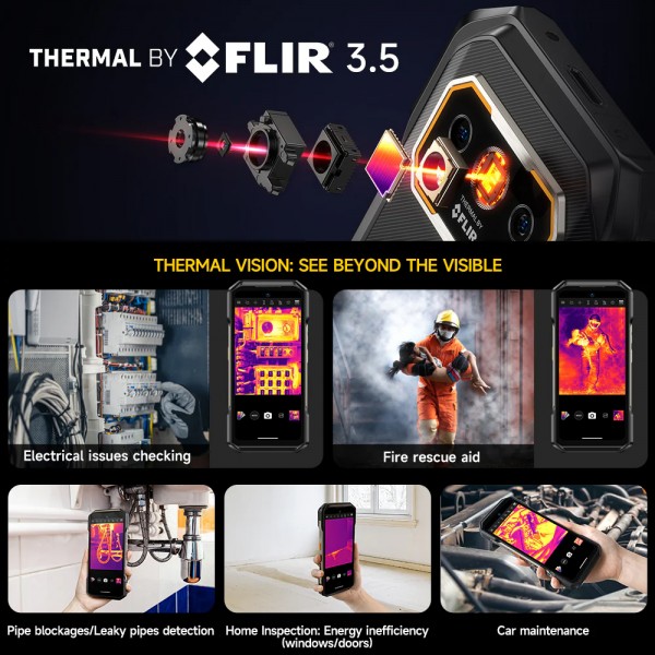 ULEFONE smartphone Armor 27T Pro Plus, 6.78", 12/256GB, 5G, 10600mAh, FLIR 3.5, IP68/IP69K, μαύρο - Smartphones