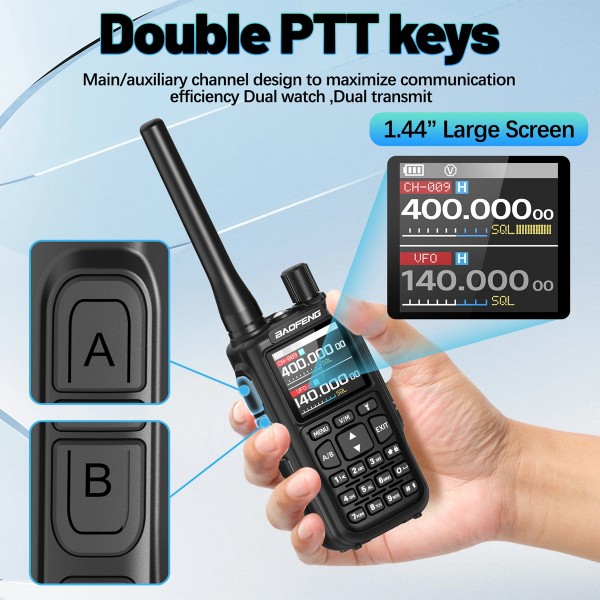 BAOFENG ασύρματος πομποδέκτης MINI-5, UHF/VHF, 5W/2W, μαύρος - 