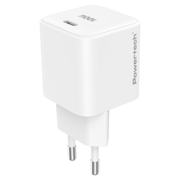 POWERTECH φορτιστής τοίχου PT-1612, USB-C, 100W, GaN, AVS, λευκός - 