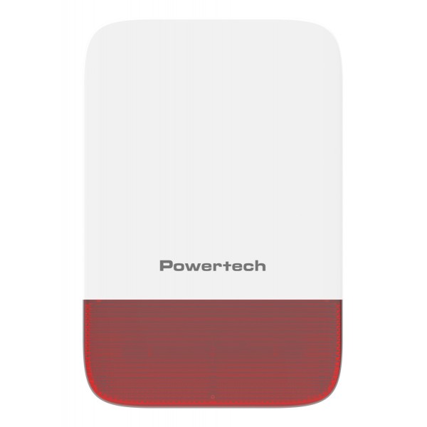 POWERTECH σειρήνα PT-1608, εξωτερικού χώρου, IP65, 433MHz, 120dB, 5000mAh, κόκκινη - 