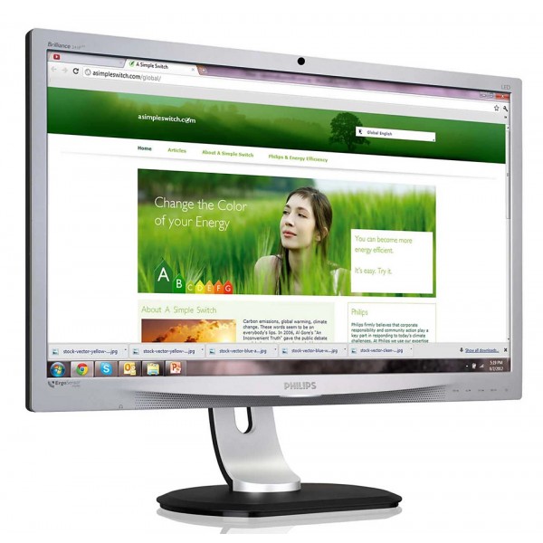 PHILIPS used οθόνη 241P4LRYES LED, 24" 1920x1080, VGA/DVI/DisplayPort, Grade B - Used Οθόνες PC