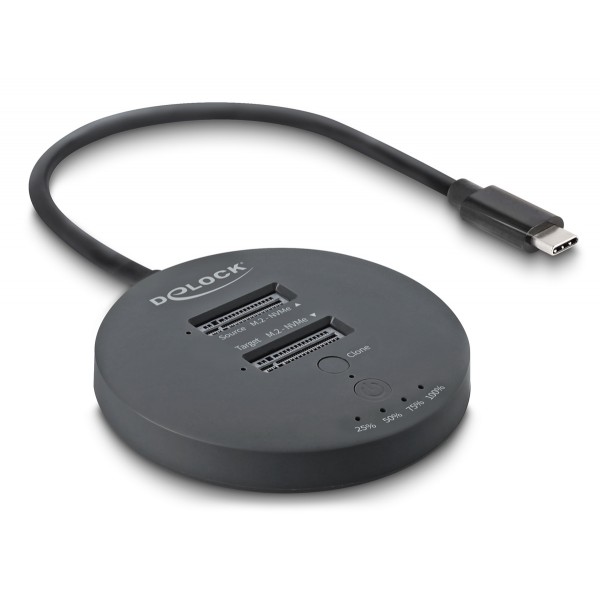 DELOCK docking station για M.2 NVMe PCIe SSD 64364, 2 θέσεων, 20Gbps, clone function, μαύρο - 