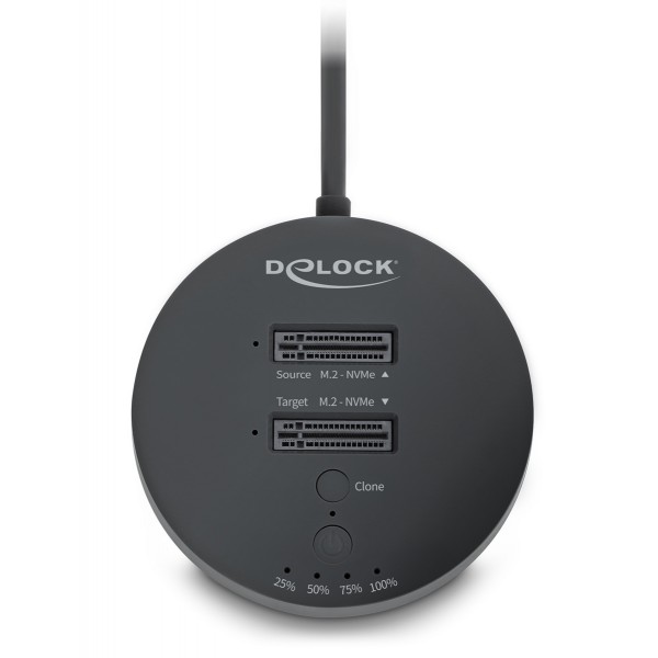DELOCK docking station για M.2 NVMe PCIe SSD 64364, 2 θέσεων, 20Gbps, clone function, μαύρο
