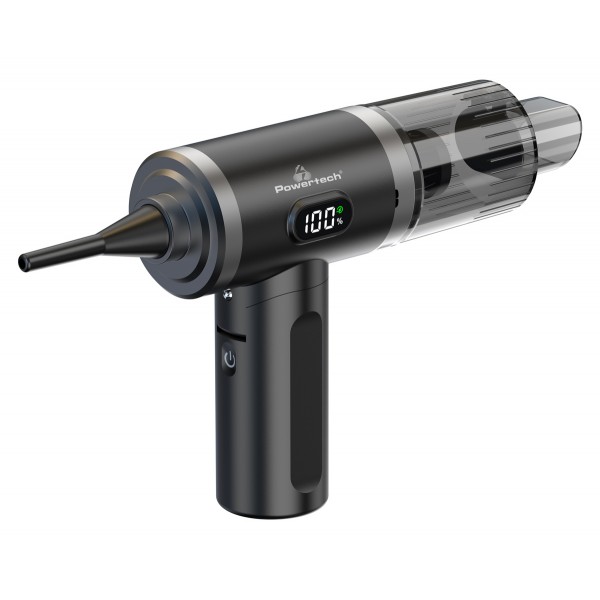POWERTECH 2 σε 1 σκουπάκι χειρός & air duster PT-1576, 50W, 3600mAh, μαύρο