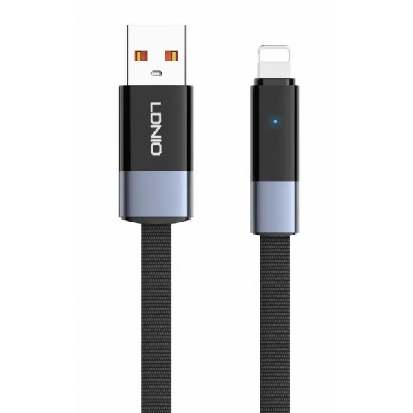 LDNIO καλώδιο Lightning σε USB LS242i, flat, 30W, 480Mbps, 2m, μαύρο - USB