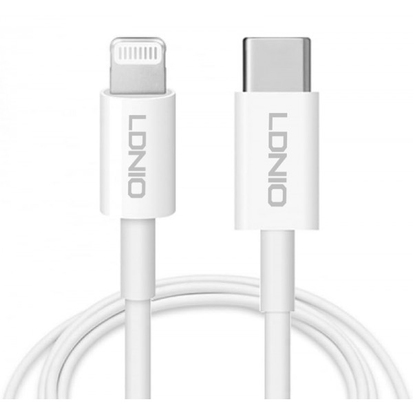 LDNIO καλώδιο Lightning σε USB-C MFi01, MFi, 30W, 480Mbps, 1m, λευκό - LDNIO