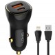 LDNIO φορτιστής αυτοκινήτου C103 με καλώδιο Lightning, USB/USB-C, 60W, μαύρος