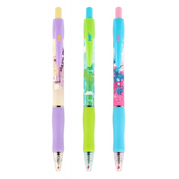 MP στυλό διαρκείας ballpoint PE140-14, 0.7mm μύτη, 14.5cm, μπλε, διάφορα σχέδια, 1τμχ - Αναλώσιμα - Είδη Γραφείου