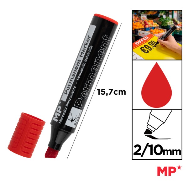 MP ανεξίτηλος μαρκαδόρος PE549-03, 2-10mm μύτη, κόκκινος - Αναλώσιμα - Είδη Γραφείου