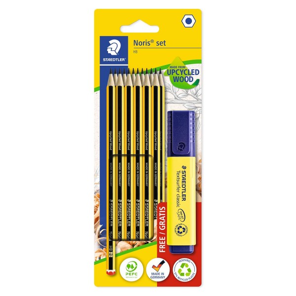 STAEDTLER σετ ξύλινα μολύβια με μαρκαδόρο υπογράμμισης Noris 120-BK12P1, εξάγωνα, ΗB, 13τμχ - Αναλώσιμα - Είδη Γραφείου