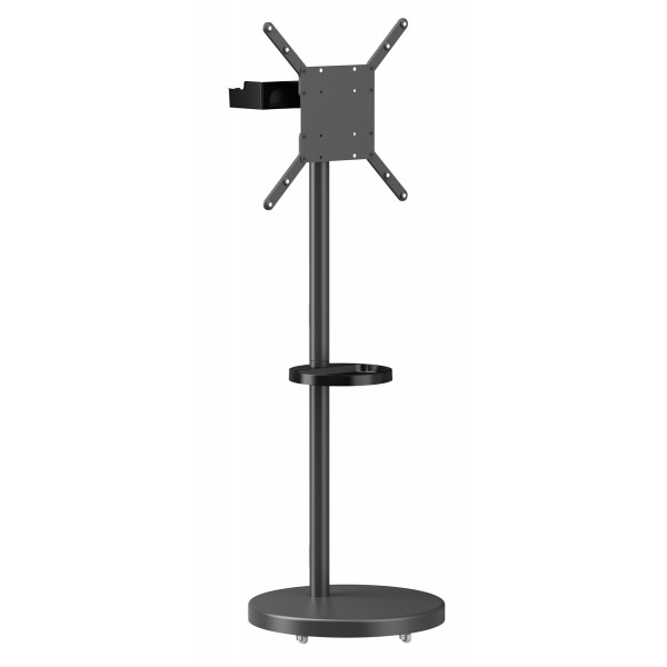 BRATECK βάση τηλεόρασης δαπέδου FS38-44TWE, 32-65", έως 50kg, με 2x ράφια, ροδάκια, μαύρη - 