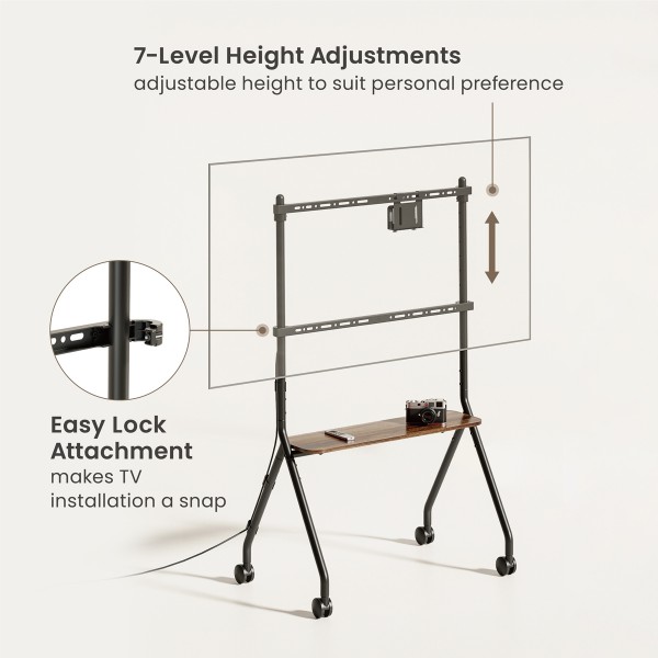 BRATECK βάση τηλεόρασης δαπέδου FS66-46F-01, 37-86", έως 80kg, με ράφι & ροδάκια