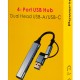 POWERTECH USB hub PTR-0206, 4x θυρών, USB 3.0, 5Gbps, USB & USB-C σύνδεση, γκρι