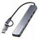 POWERTECH USB hub PTR-0205 με card reader, 8 θυρών, USB & USB-C σύνδεση, γκρι