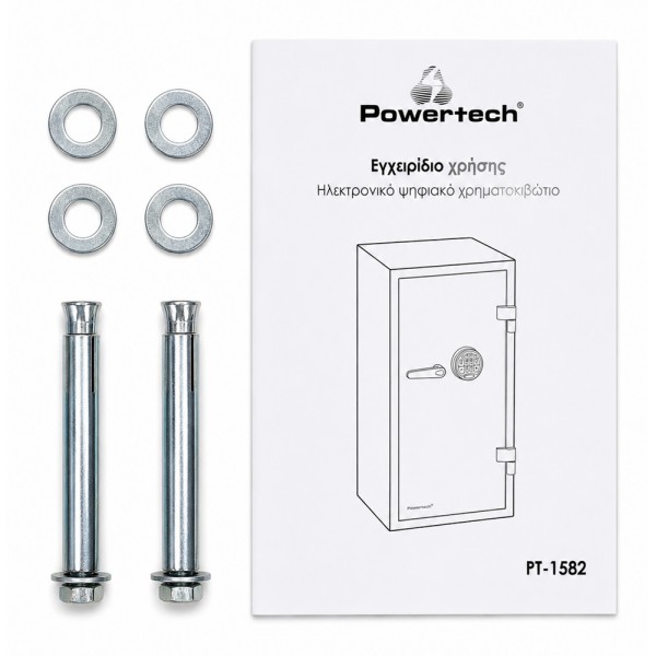 POWERTECH χρηματοκιβώτιο ασφαλείας PT-1582, ψηφιακό κλείδωμα, 98x48x52cm, 164kgs