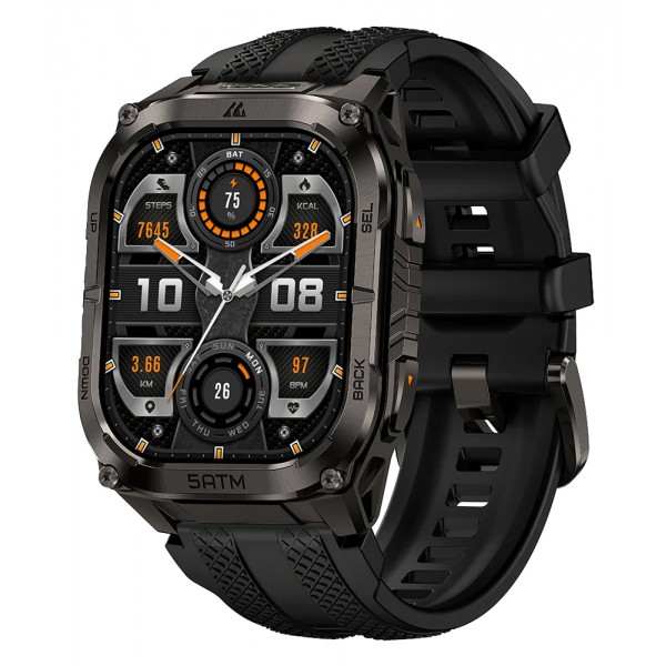 KOSPET smartwatch TANK M4C, heart rate, 1.96" AMOLED, GPS, 5 ATM & IP69K, με φακό, μαύρο - KOSPET
