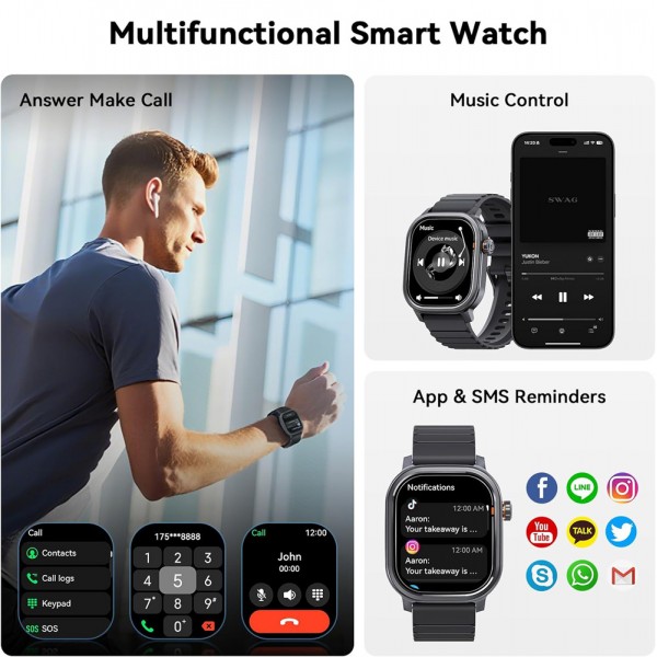 KOSPET smartwatch Pulse, heart rate, 1.96" AMOLED, IP68, μαύρο - Σύγκριση Προϊόντων
