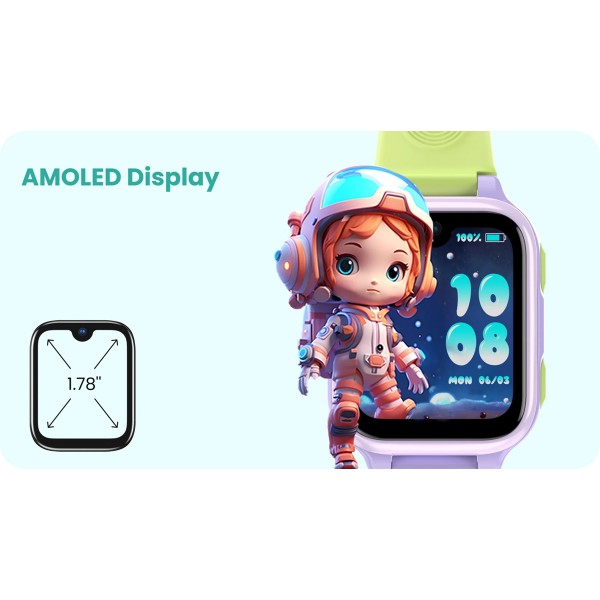 LAGENIO GPS smartwatch για παιδιά K9, 1.78" AMOLED, με κάμερα, 4G, IP68, μαύρο