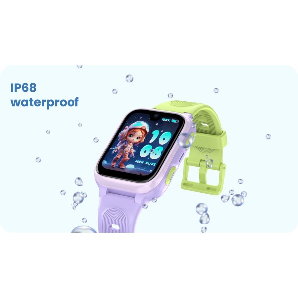 LAGENIO GPS smartwatch για παιδιά K9, 1.78" AMOLED, με κάμερα, 4G, IP68, μωβ