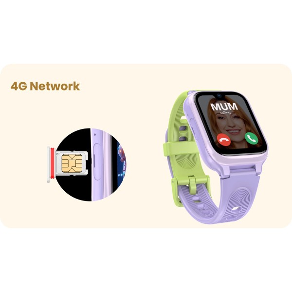 LAGENIO GPS smartwatch για παιδιά K9, 1.78" AMOLED, με κάμερα, 4G, IP68, μωβ