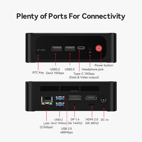 BEELINK mini PC SER5 Max, AMD Ryzen R7 7735U, 16GB, 500GB M.2, Windows 11 Pro