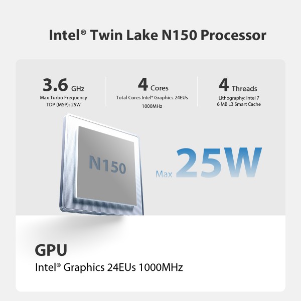 BEELINK mini PC Mini S13, Intel N150, 12GB, 512GB M.2, Windows 11 Pro
