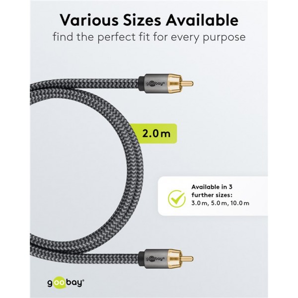 GOOBAY καλώδιο ήχου RCA σε RCA 65298, 5m, μαύρο/ασημί