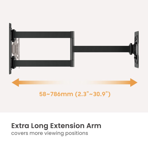 BRATECK επιτοίχια βάση τηλεόρασης LPA95-223L, 23-43", έως 50kg, full motion