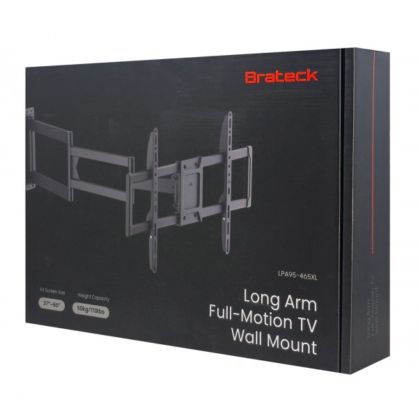 BRATECK επιτοίχια βάση τηλεόρασης LPA95-465XL, 37-86", έως 50kg, full motion