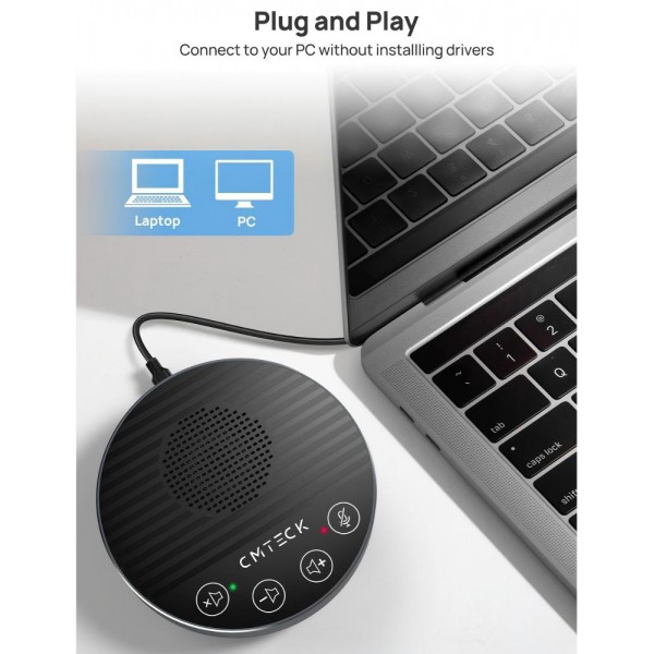 CMTECK επιτραπέζιο μικρόφωνο LE2102 με ηχείο, omnidirectional, USB/USB-C, μαύρο - 