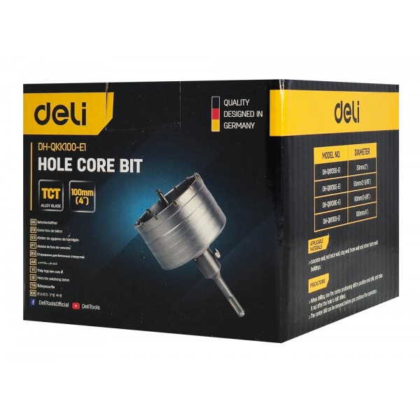 DELI ποτηροκορώνα DH-QKK100-E1 για μπετό/τούβλο/πλακάκι, SDS Plus