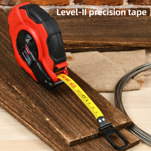 DELI μετροταινία DL9920Y με μηχανισμό αναδίπλωσης, fibreglass ταινία, 20m/65ft x 14.5mm - DELI