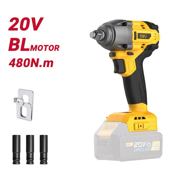 DELI κρουστικό μπουλονόκλειδο μπαταρίας DC235Z, Brushless, 20V, 480N.m, 1/2" - 