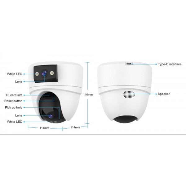 VSTARCAM smart κάμερα CS2DR, 3MP, dual lens, WiFi, PTZ, SD