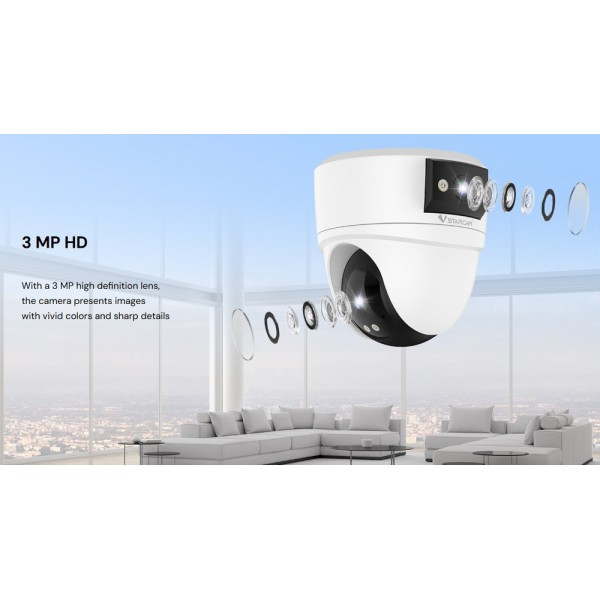 VSTARCAM smart κάμερα CS2DR, 3MP, dual lens, WiFi, PTZ, SD