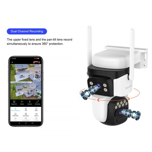 VSTARCAM smart ηλιακή κάμερα BG621DR, dual lens, 3MP, 4G, SD, PTZ, IP66