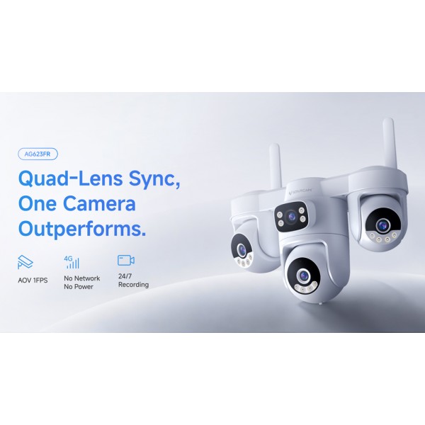 VSTARCAM smart ηλιακή κάμερα AG623FR, four-lens, 3MP, 4G, SD, PTZ, IP66 - VSTARCAM