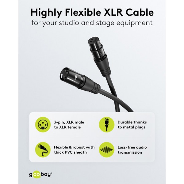 GOOBAY καλώδιο προέκτασης ήχου XLR 80038, 3m, μαύρο