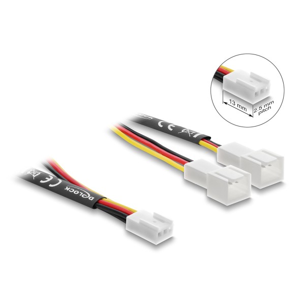 DELOCK καλώδιο 1x 3pin σε 2x 3pin 91429 για ανεμιστήρες, 10cm - 