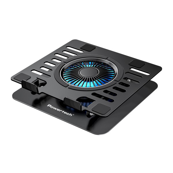 POWERTECH βάση & ψύξη laptop PT-1630 έως 17", 110mm LED fan, μεταλλική, μαύρη