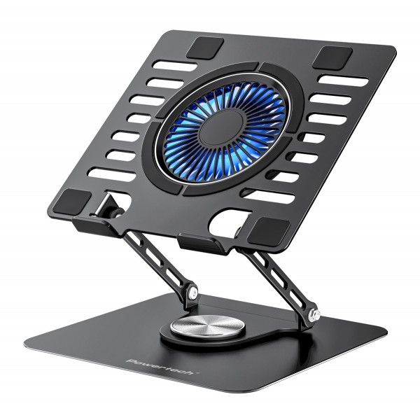 POWERTECH βάση & ψύξη laptop PT-1630 έως 17", 110mm LED fan, μεταλλική, μαύρη - Βάσεις, Ψύξη & Αξεσουάρ