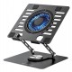 POWERTECH βάση & ψύξη laptop PT-1630 έως 17", 110mm LED fan, μεταλλική, μαύρη