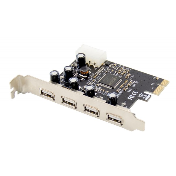 POWERTECH κάρτα επέκτασης PCIe σε 4x USB 2.0 ST622, 480Mbps, ASIX MCS9990 - Νέα & Ref PC