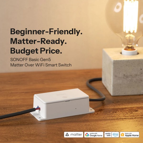 SONOFF smart διακόπτης BASIC Gen5, 1 κανάλι, WiFi, συμβατός με Matter, 10A, λευκός - Service & Εργαλεία