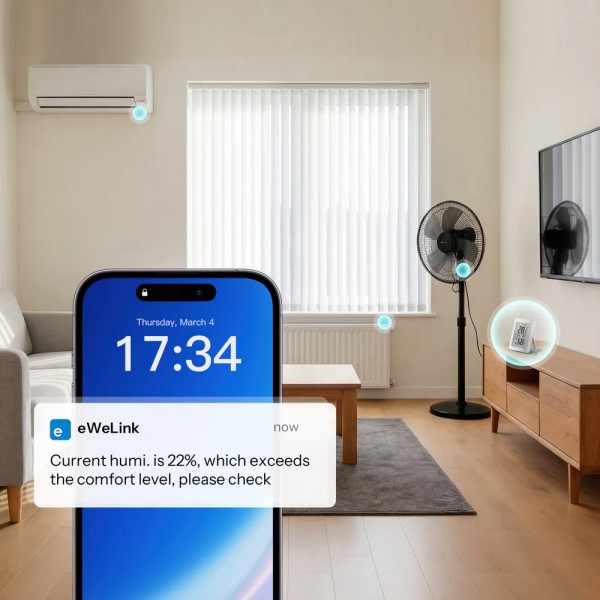 SONOFF smart θερμόμετρο & υγρασιόμετρο AirGuard TH, έως 60°C, ZigBee 3.0 & Bluetooth, λευκό - Συναγερμοί