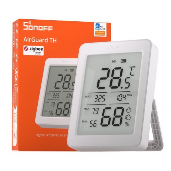 SONOFF smart θερμόμετρο & υγρασιόμετρο AirGuard TH, έως 60°C, ZigBee 3.0 & Bluetooth, λευκό