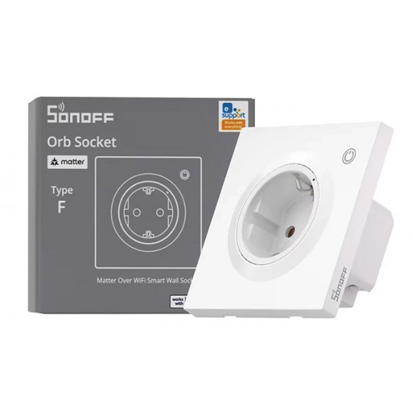 SONOFF smart επιτοίχια πρίζα ρεύματος WS01TPF-E, WiFi, Matter, 16A/4000W, λευκή