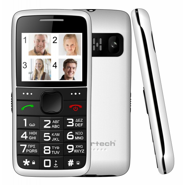 POWERTECH κινητό τηλέφωνο Sentry Eco V2, dual SIM, πλήκτρο SOS, λευκό - Mobile