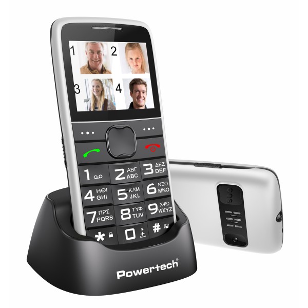 POWERTECH κινητό τηλέφωνο Sentry Eco V2, dual SIM, πλήκτρο SOS, λευκό - Mobile