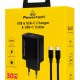 POWERTECH φορτιστής τοίχου PT-1638 με καλώδιο, USB/USB-C, 30W, GaN, μαύρος